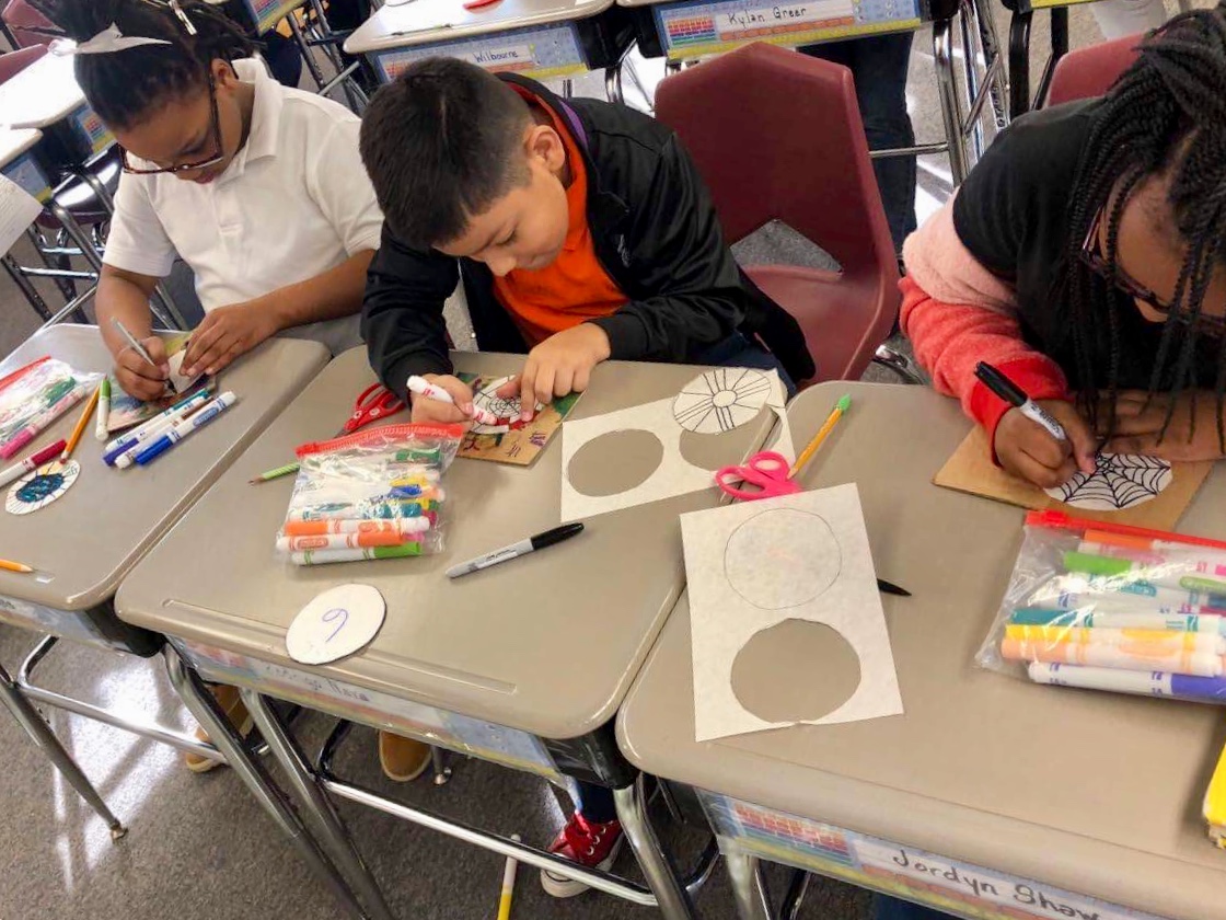 East Elementary Students work on an art project