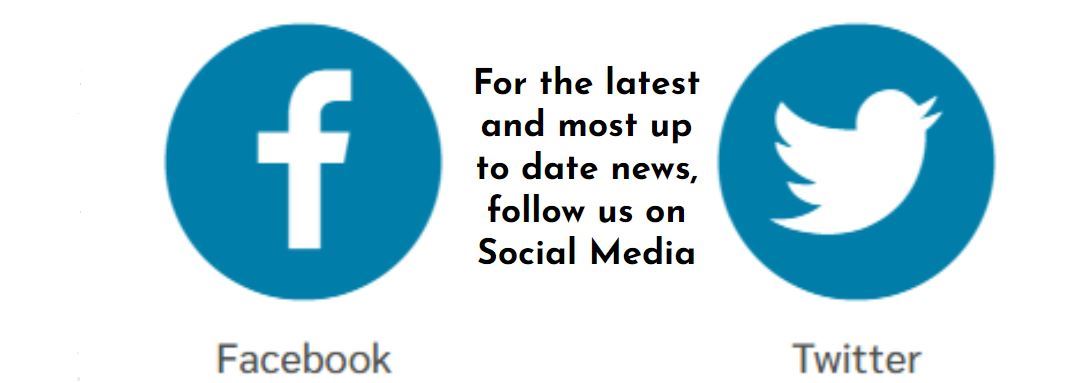 Check social media for the latest school news - image of facebook and twitter logos