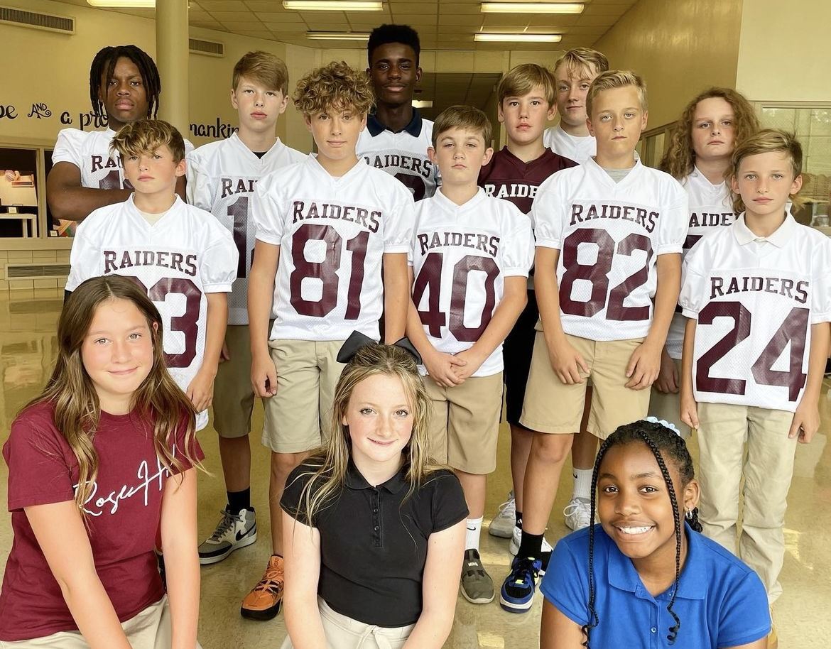 Football players and cheerleaders 