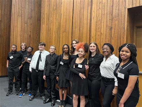 Scholars Carter Pate and Maddie Davis shown with other members at the 2024 UT Martin Honor Band performance in Martin, TN.